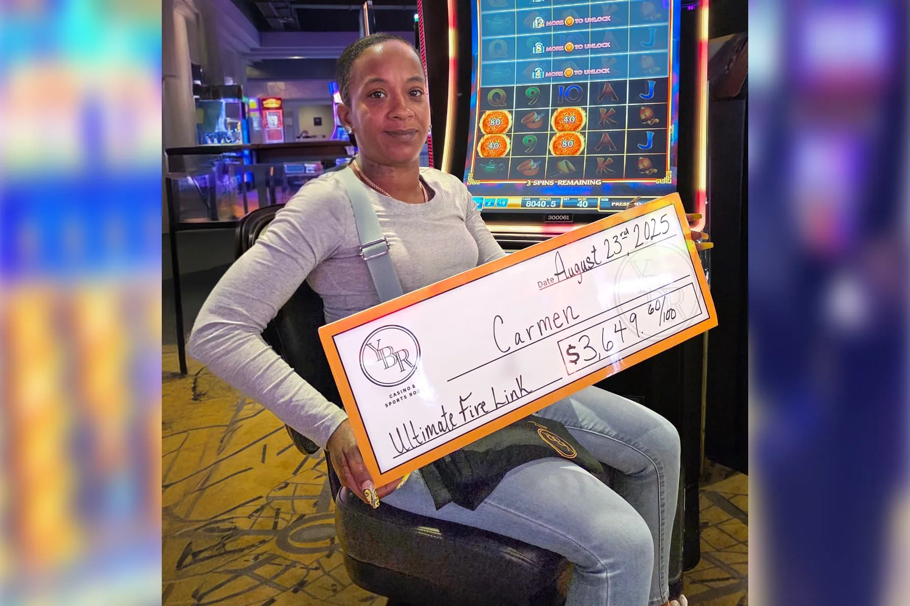 Carmen won $3,649