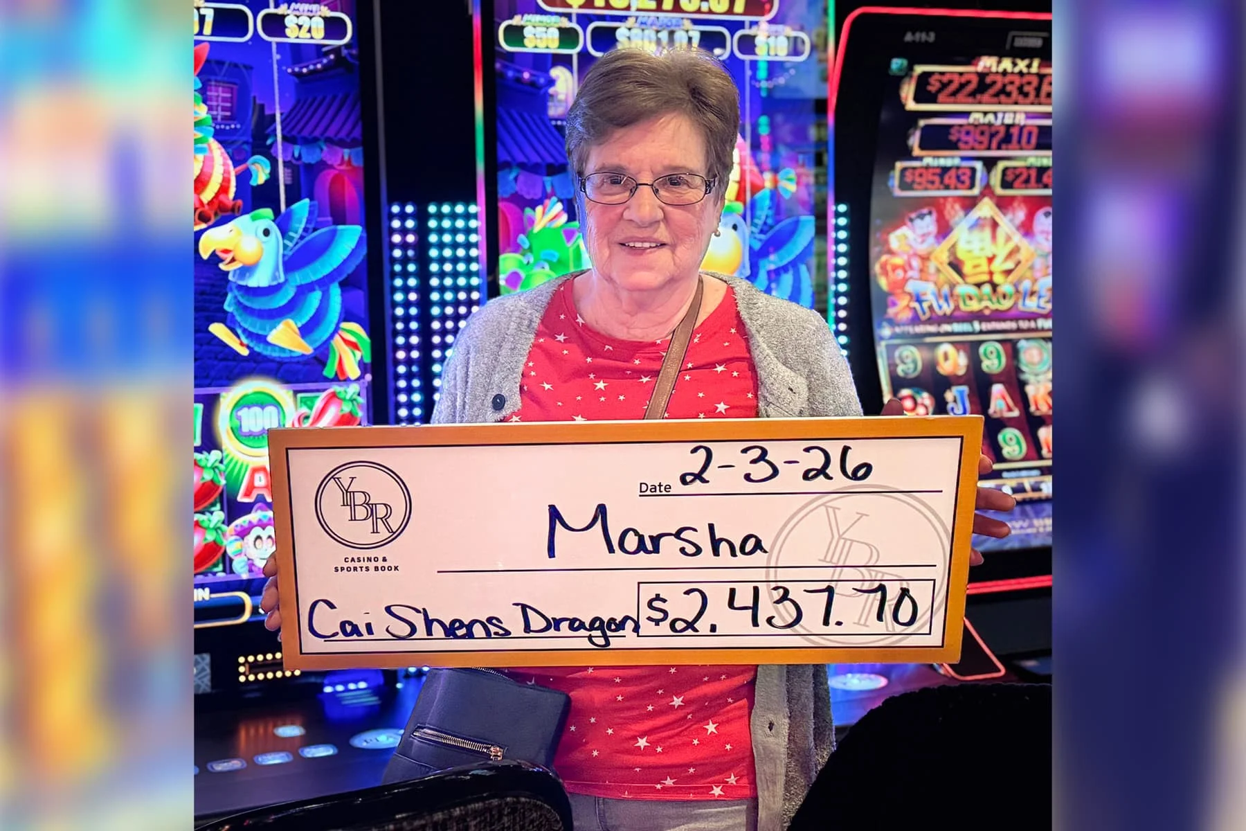 Marsha won $2,437