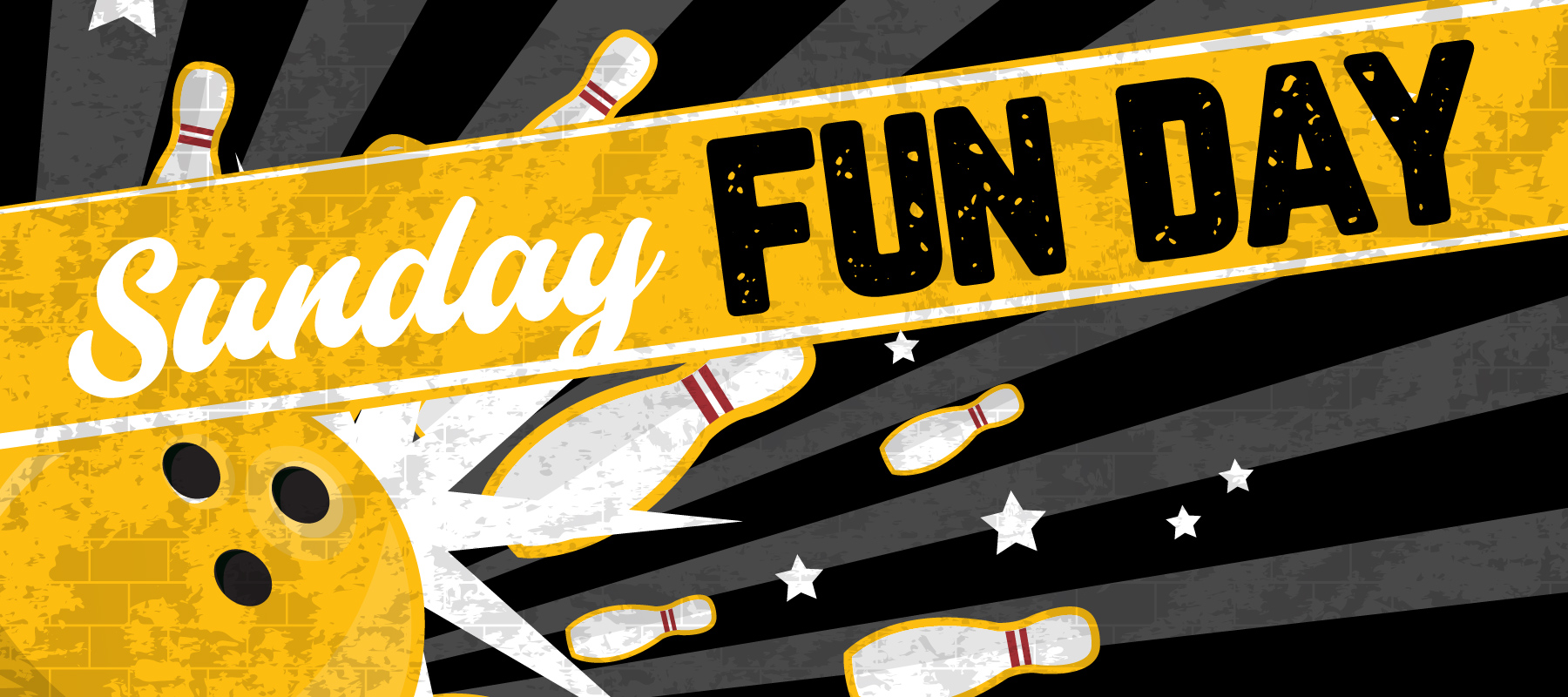 Sunday Fun Day bowling ball and pins