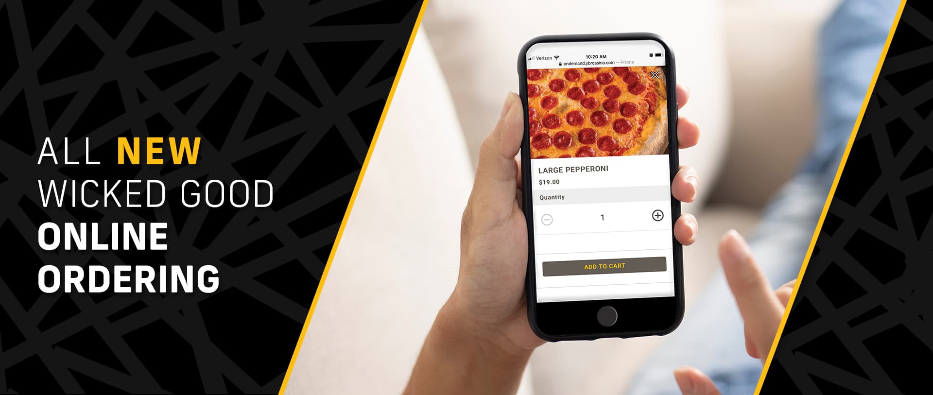 all new wicked good online ordering - ordering a pizza on on demand app from ybr casino and sports book